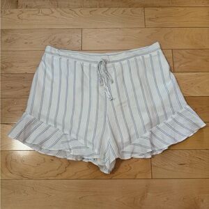 Striped Ruffle Hem Shorts
